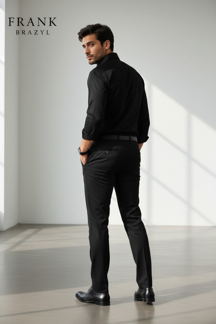 Grey Regular Fit Formal Trousers for Men | Premium Office Pants | Frank Brazyl